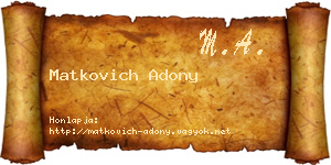 Matkovich Adony névjegykártya